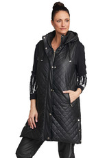 Carre Noir Carre Noir 222144 Long  Faux Leather Vest with Pockets and Hood