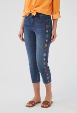 French Dressing Jeans FDJ 2390779 Olivia Mid Rise Pencil Crop with Embroidered Flowers