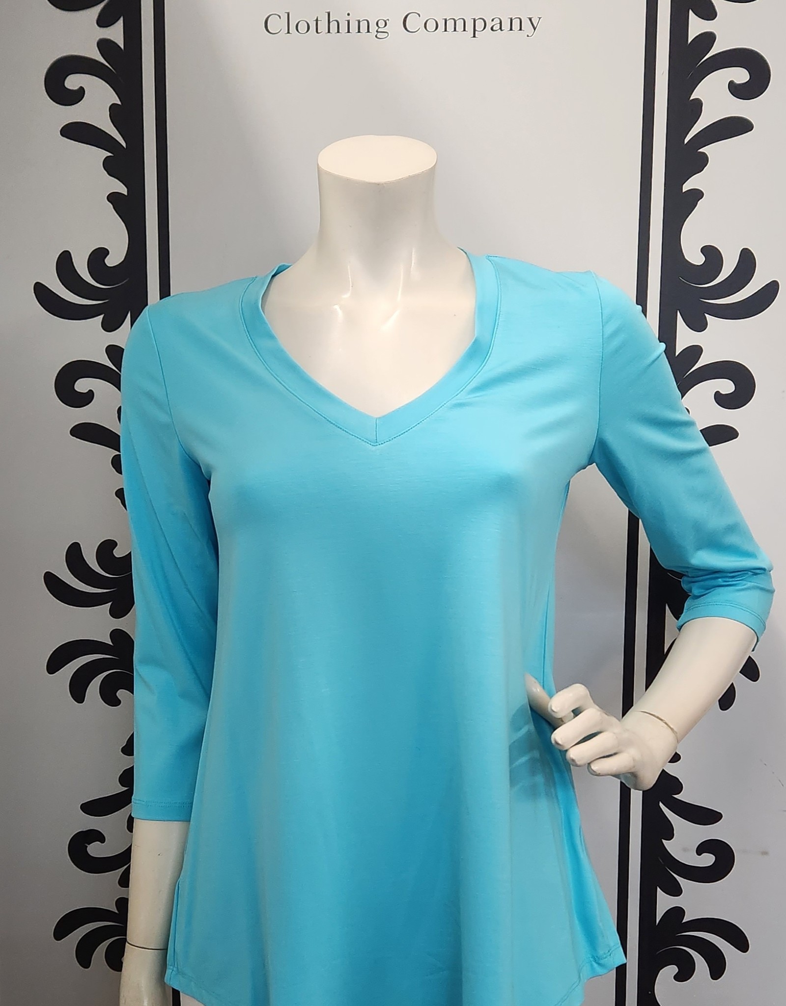 Pure Essence Pure Essence 210-4570 Bamboo Knit V Neck Top with 3/4 Sleeves