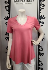 Pure Essence Pure Essence 210-4571 Short Sleeve Bamboo Knit V Neck Top