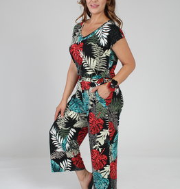 Fresh FX Fresh FX  Cropped Jumpsuit with Cap Sleeves and Button Closure