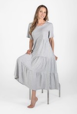 Pure Essence Pure Essence long multi tiered short sleeve dress 514-5051