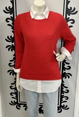 Organic Cotton Popcorn Pullover Knit Sweater with Zipper Sleeves
