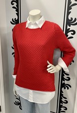 Organic Cotton Popcorn Pullover Knit Sweater with Zipper Sleeves