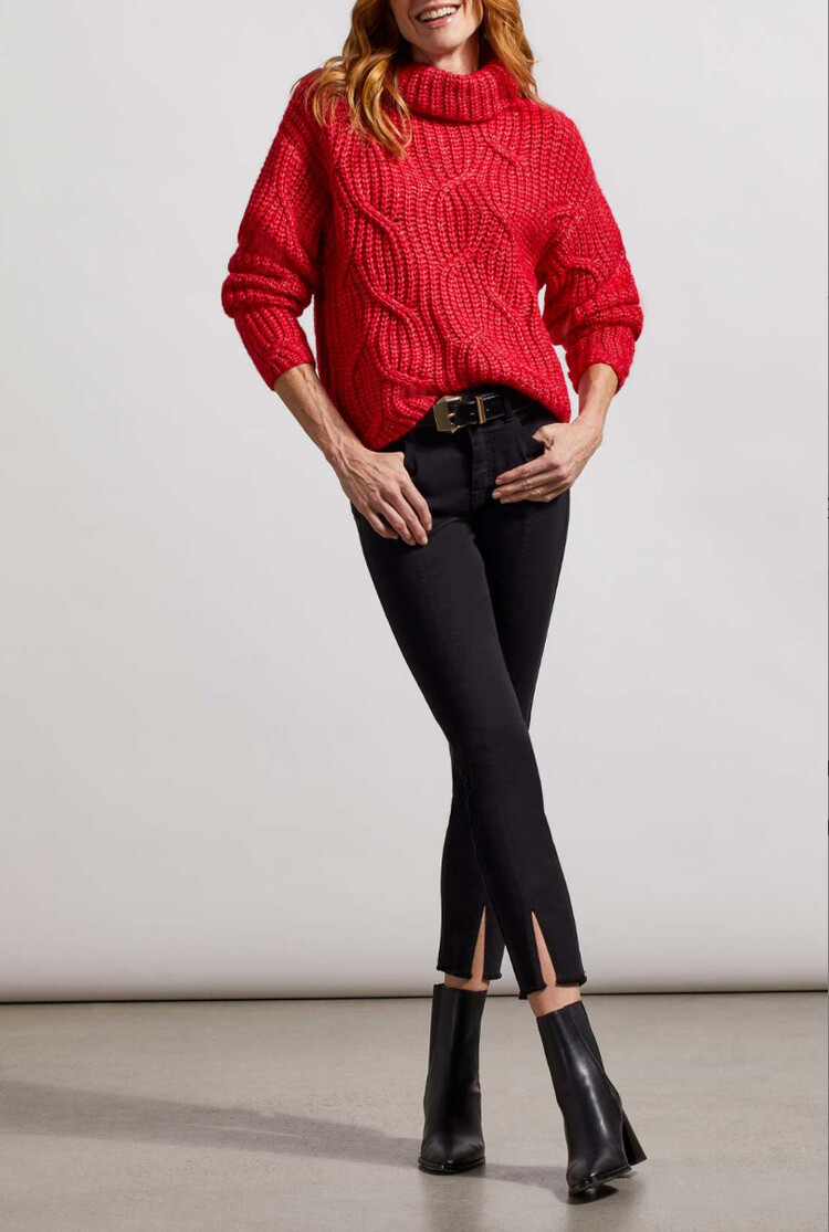 Tribal Tribal High Rise Ankle Length Audrey Hugging Skinny Jeans W/ Front Slit 7874O