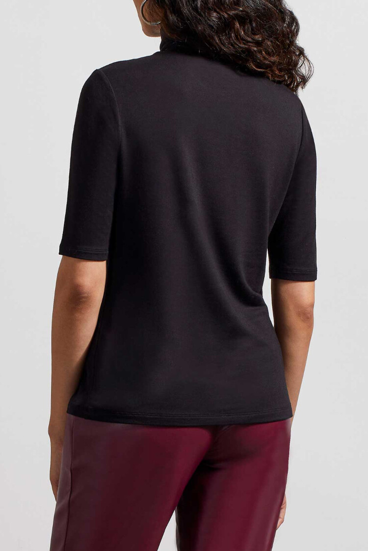 Tribal Tribal Mock Neck Elbow Sleeve Top 7943O