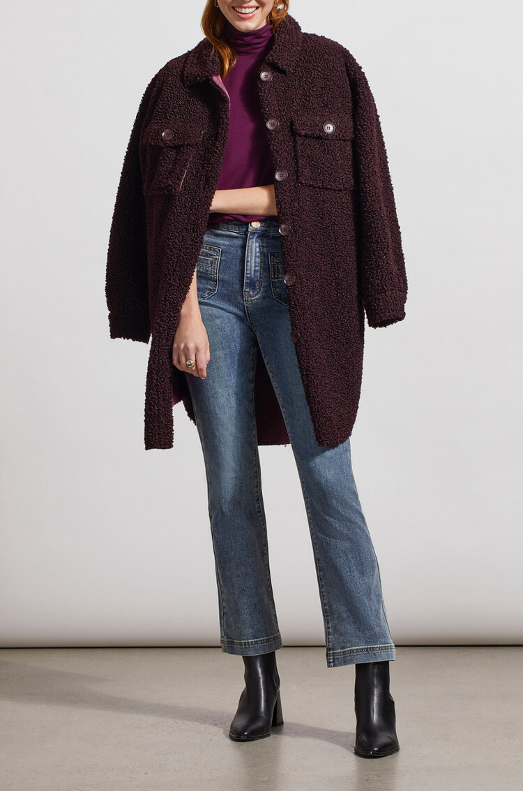 Tribal Tribal Mock Neck Elbow Sleeve Top 7943O