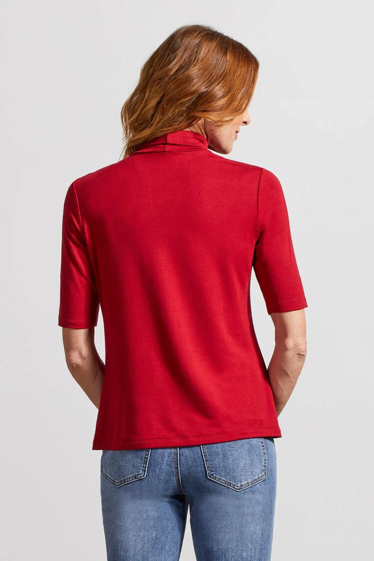 Tribal Tribal Mock Neck Elbow Sleeve Top 7943O