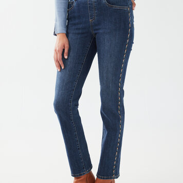 French Dressing Jeans French Dressing Pull On Straight Leg Jeans W/ Jewel Detail 2255669