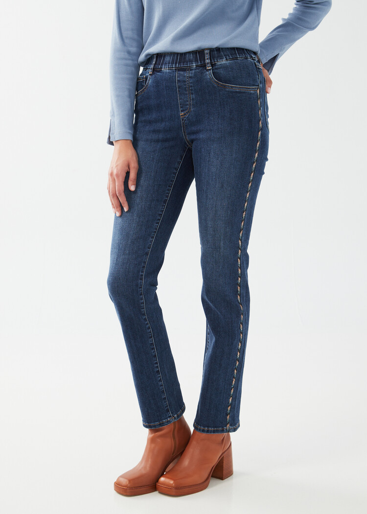 French Dressing Jeans French Dressing Pull On Straight Leg Jeans W/ Jewel Detail 2255669