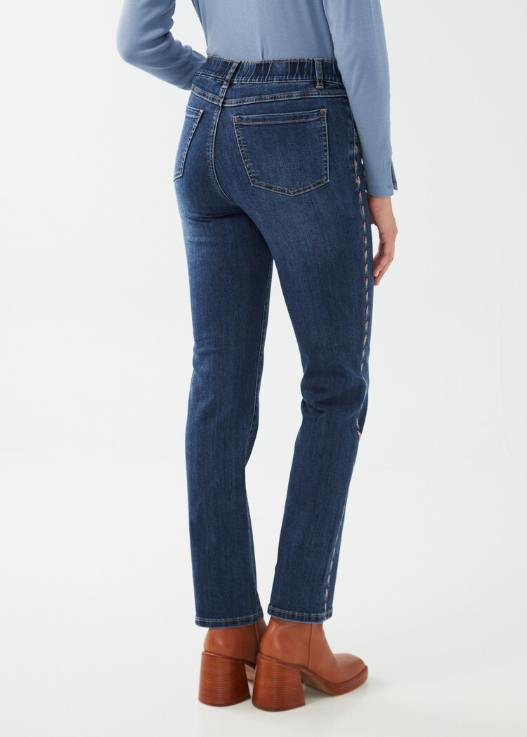 French Dressing Jeans French Dressing Pull On Straight Leg Jeans W/ Jewel Detail 2255669
