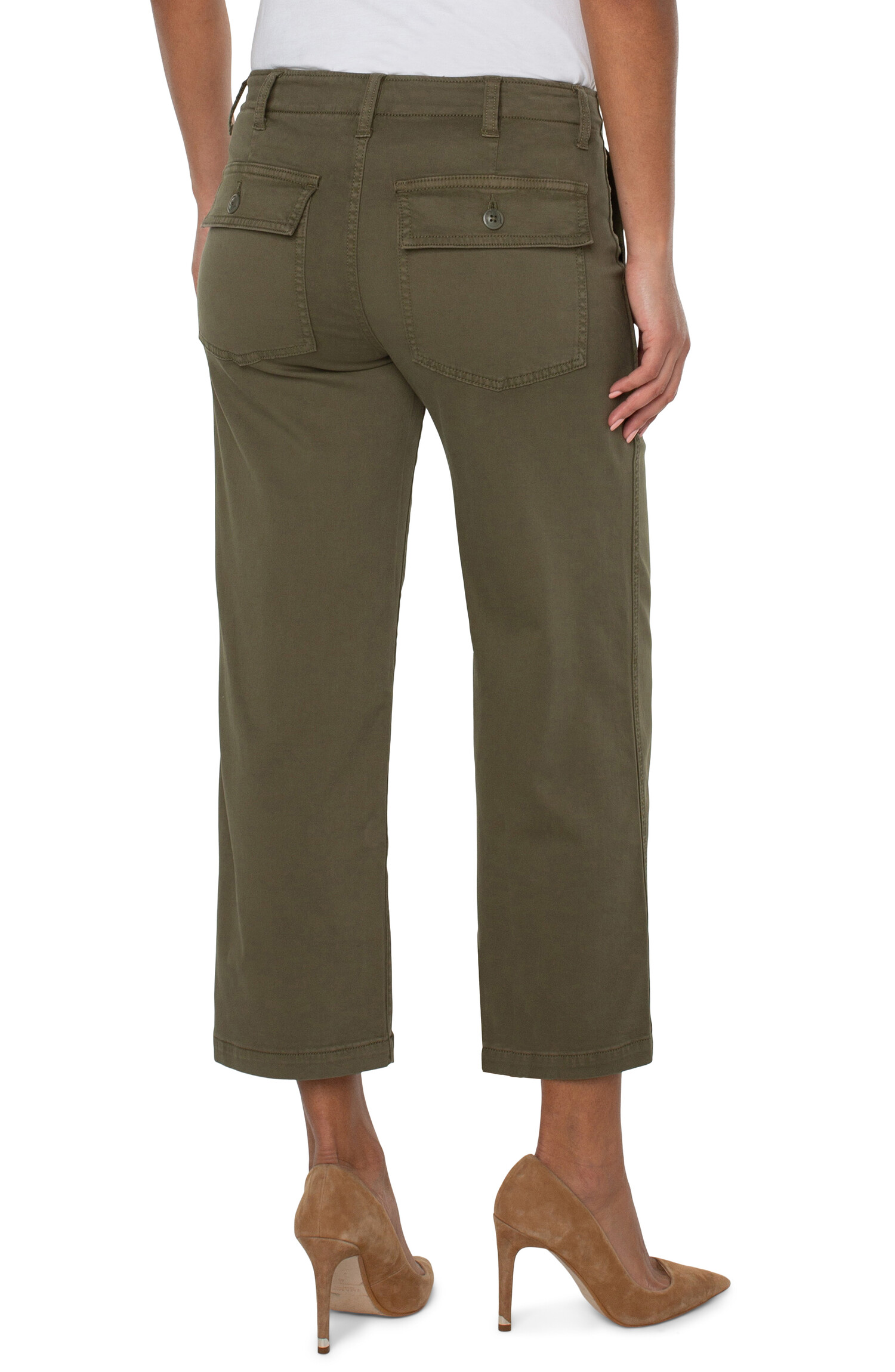 Liverpool High Rise Wide Leg Pant in Olive 16