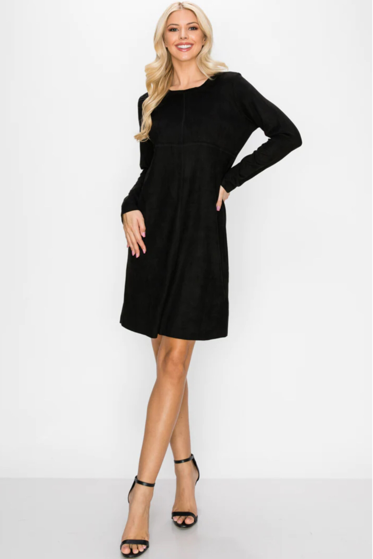 High neck suede dress outlet
