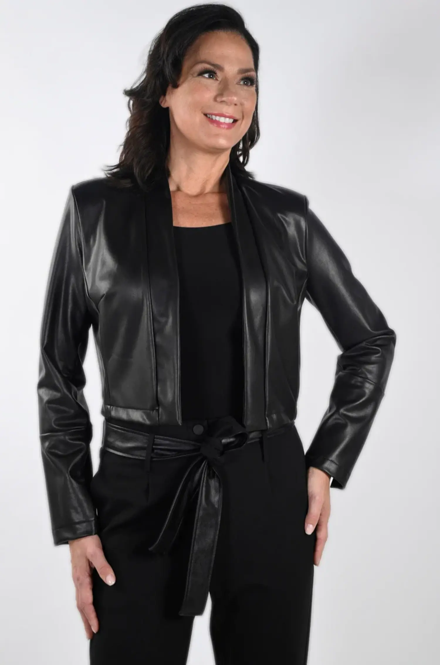 Frank Lyman Cropped Faux Leather Jacket 233246 - Main Street Frank Lyman Cropped Faux Leather Jacket 233246 - Main Street