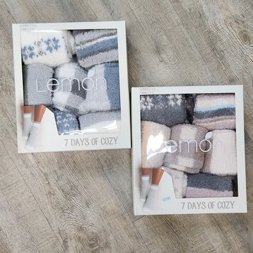 Lemon Lemon 7 Pack Seven Days of Cozy Crew Sock Gift Box L-1036