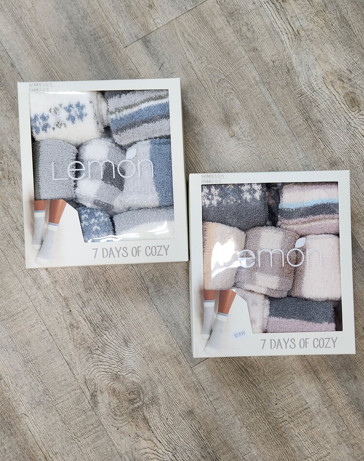 Lemon Lemon 7 Pack Seven Days of Cozy Crew Sock Gift Box L-1036