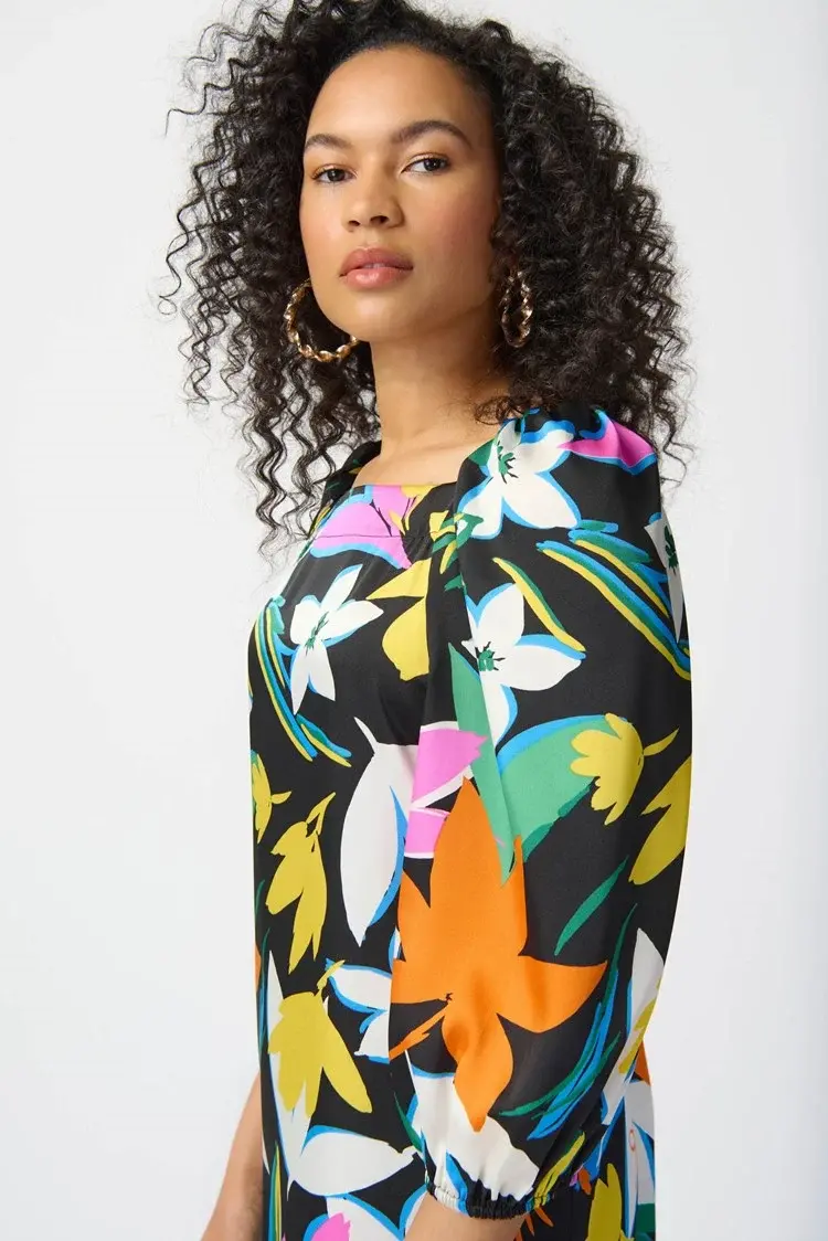 Joseph Ribkoff Joseph Ribkoff Floral Print Satin Dress 241251