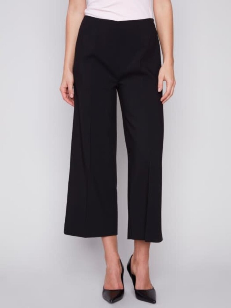 Charlie B Charlie B C5494 Wide Leg Crop Pants with Side Zipper