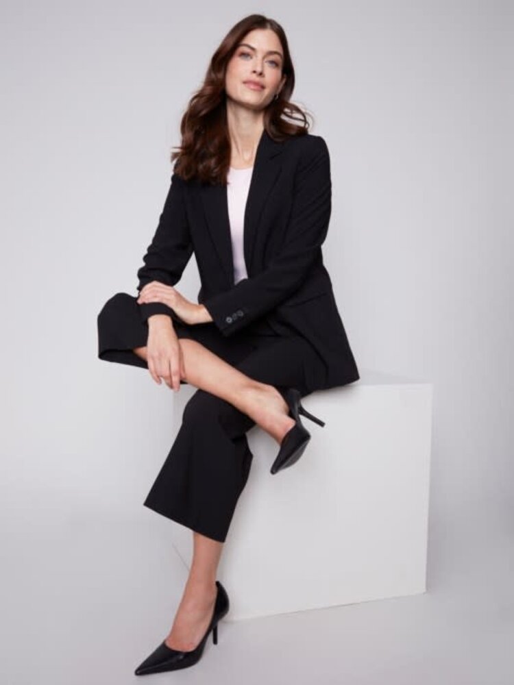 Charlie B Charlie B C5494 Wide Leg Crop Pants with Side Zipper