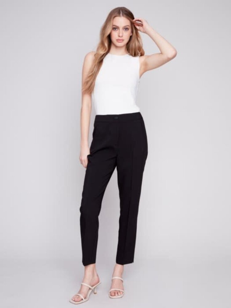 Charlie B Charlie B C5495 Solid Cropped Pants with Welt Pockets