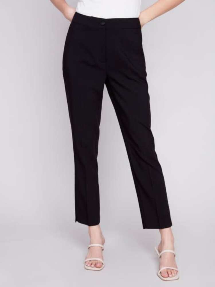 Charlie B Charlie B C5495 Solid Cropped Pants with Welt Pockets