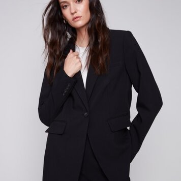 Charlie B Charlie B C6293 Solid Blazer with Ruched Back