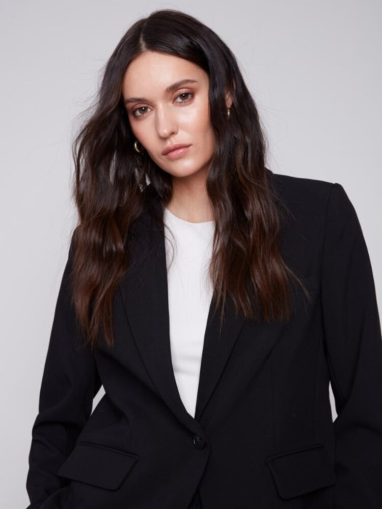 Charlie B Charlie B C6293 Solid Blazer with Ruched Back
