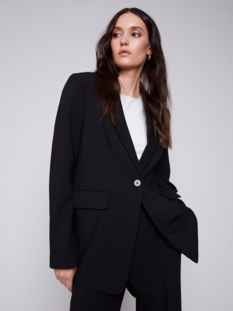 Charlie B Charlie B C6293 Solid Blazer with Ruched Back
