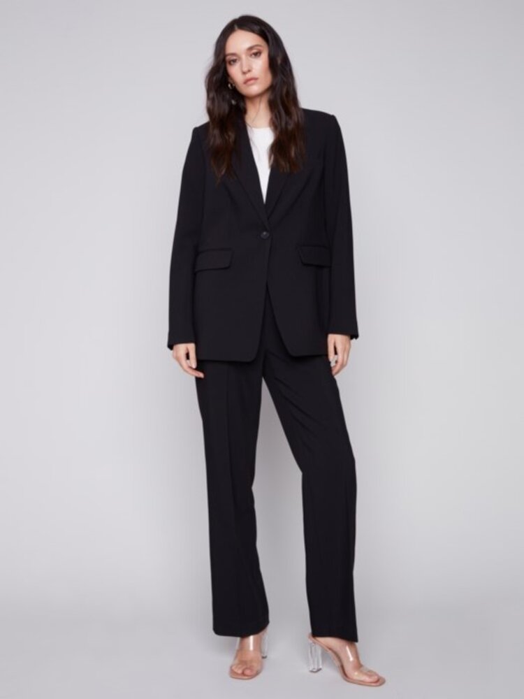 Charlie B Charlie B C6293 Solid Blazer with Ruched Back