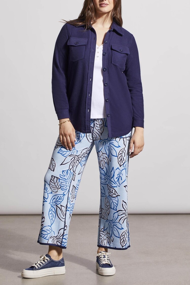 Tribal Tribal 5356O Mixed Media Long Sleeve Shacket