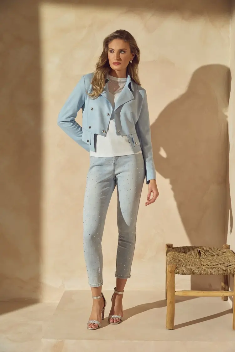 Frank Lyman Frank Lyman Knit Button Up Faux Suede Jacket 241300U