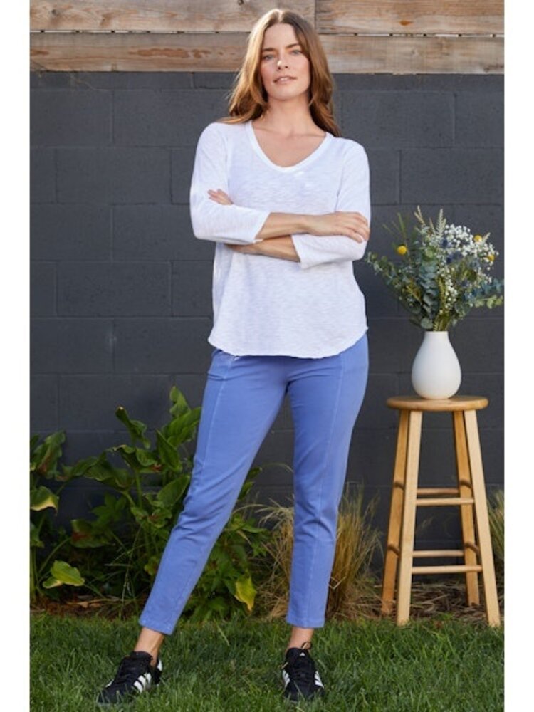 Mododoc Mododoc 3/4 Sleeve v-neck tee w. Curve hem 41E-95773