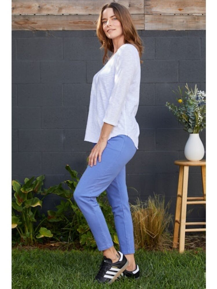 Mododoc Mododoc 3/4 Sleeve v-neck tee w. Curve hem 41E-95773