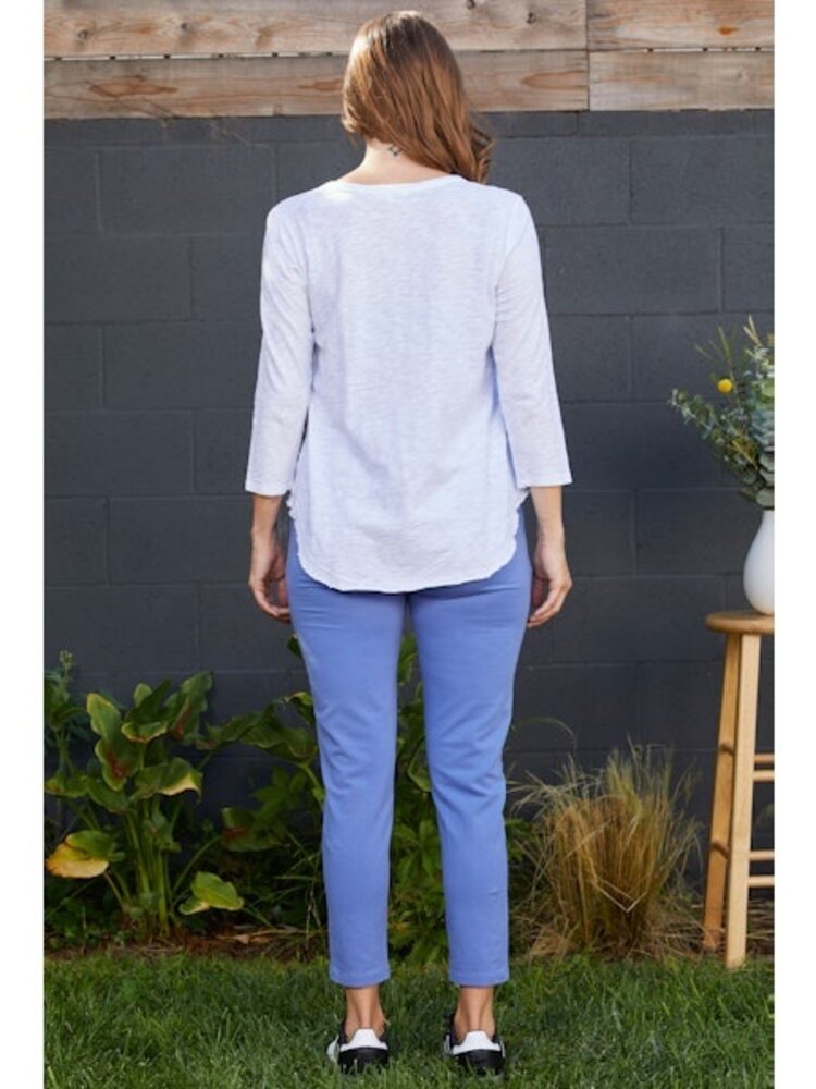 Mododoc Mododoc 3/4 Sleeve v-neck tee w. Curve hem 41E-95773