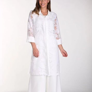 Frank Lyman Frank Lyman Woven Patterned 3/4 Sleeve Button Down Tunic W/ Collar 241189