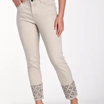 Frank Lyman Frank Lyman Woven Pant W/ Bedazzled Ankle Detail 241314U