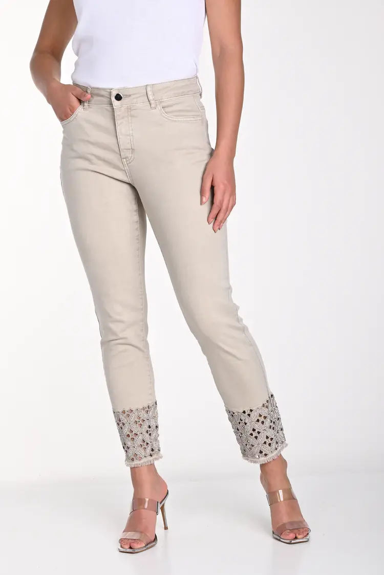 Frank Lyman Frank Lyman Woven Pant W/ Bedazzled Ankle Detail 241314U