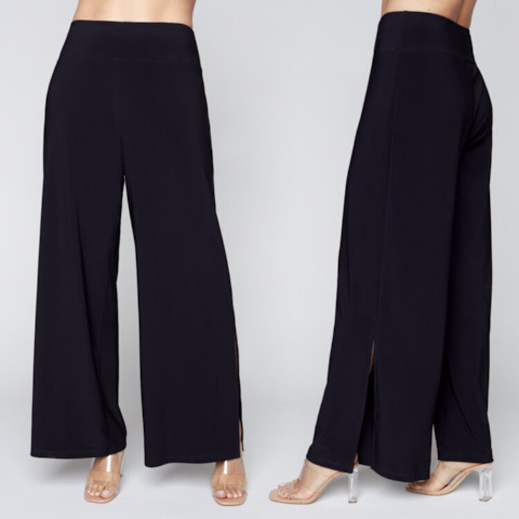 Compli K Compli K 33526 Wide Leg Pull On Pant with Side Slit
