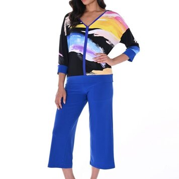 Frank Lyman Frank Lyman Knit Wide Leg Crop Pant W/ Pockets 246040