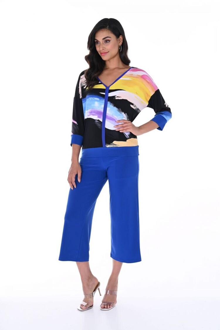 Frank Lyman Frank Lyman Knit Wide Leg Crop Pant W/ Pockets 246040