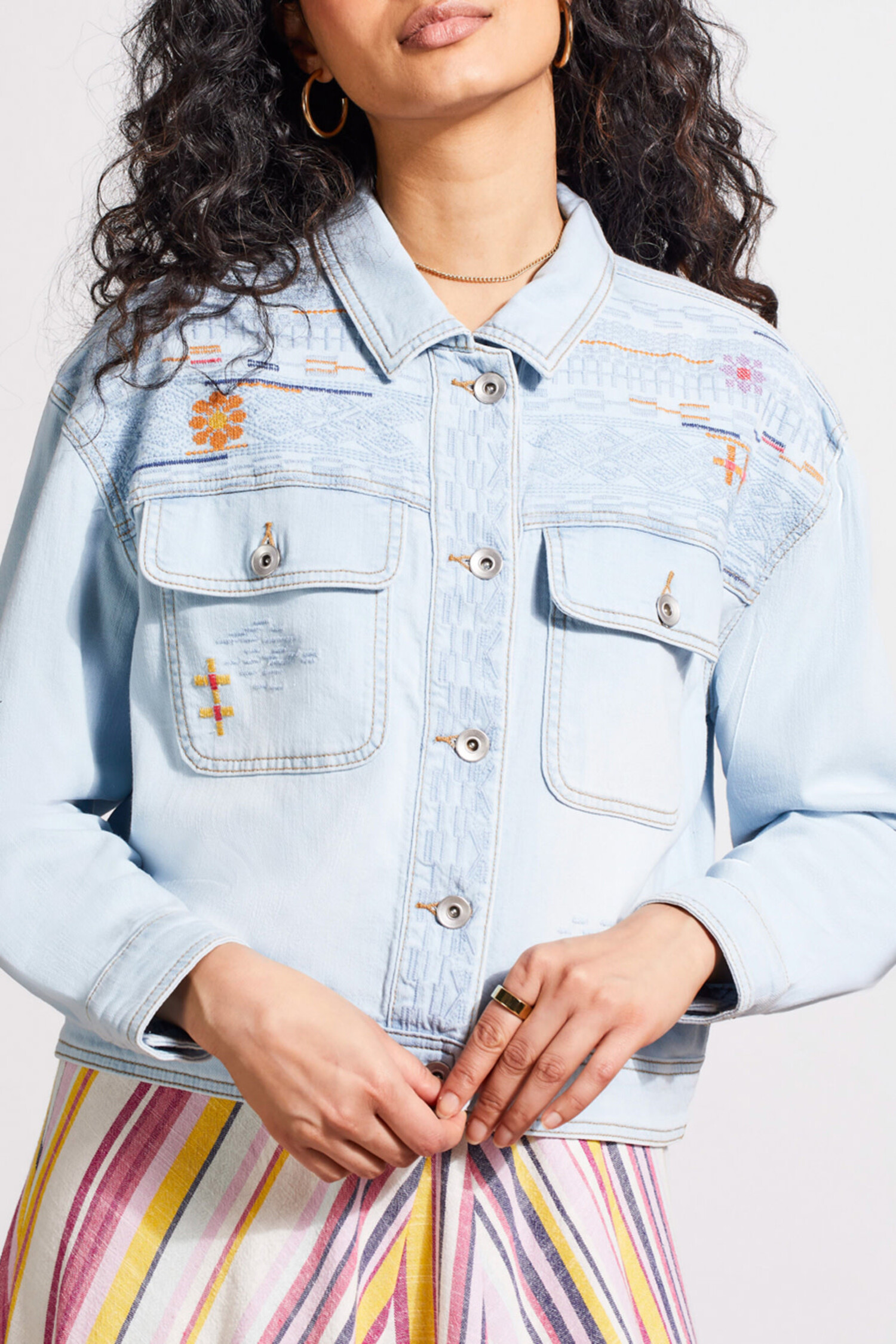 Tribal 5535O Embroidered Classic Denim Jacket Main Street Clothing Company