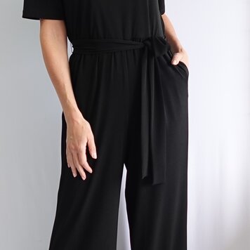 Soft Works Soft Works 97250 Short Sleeve V Neck Jumpsuit with Belt