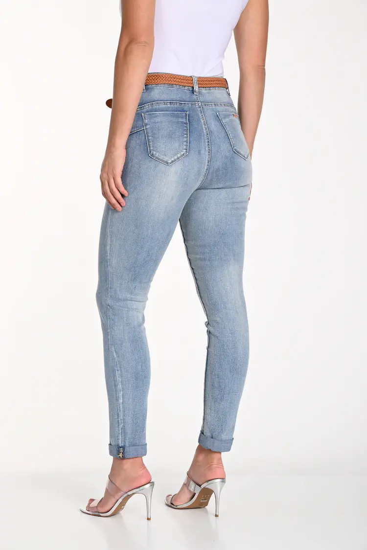 Frank Lyman Frank Lyman Slim Woven Denim Ankle Pant W/ Woven Belt 241320U