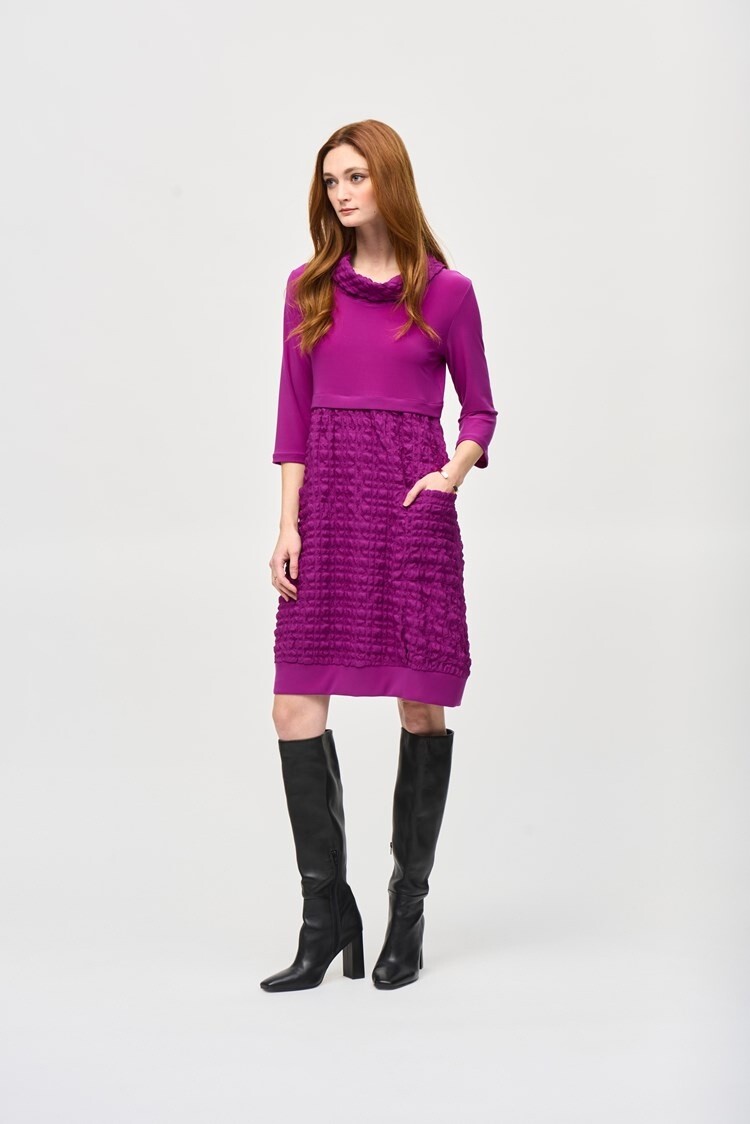 Joseph Ribkoff Joseph Ribkoff Jacquard Silky Knit Cocoon Dress W/ Cowl Neck 243114