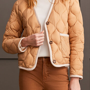 Tribal Tribal Long Sleeve Button Front Puffer Jacket W/ Front Pockets 1847O