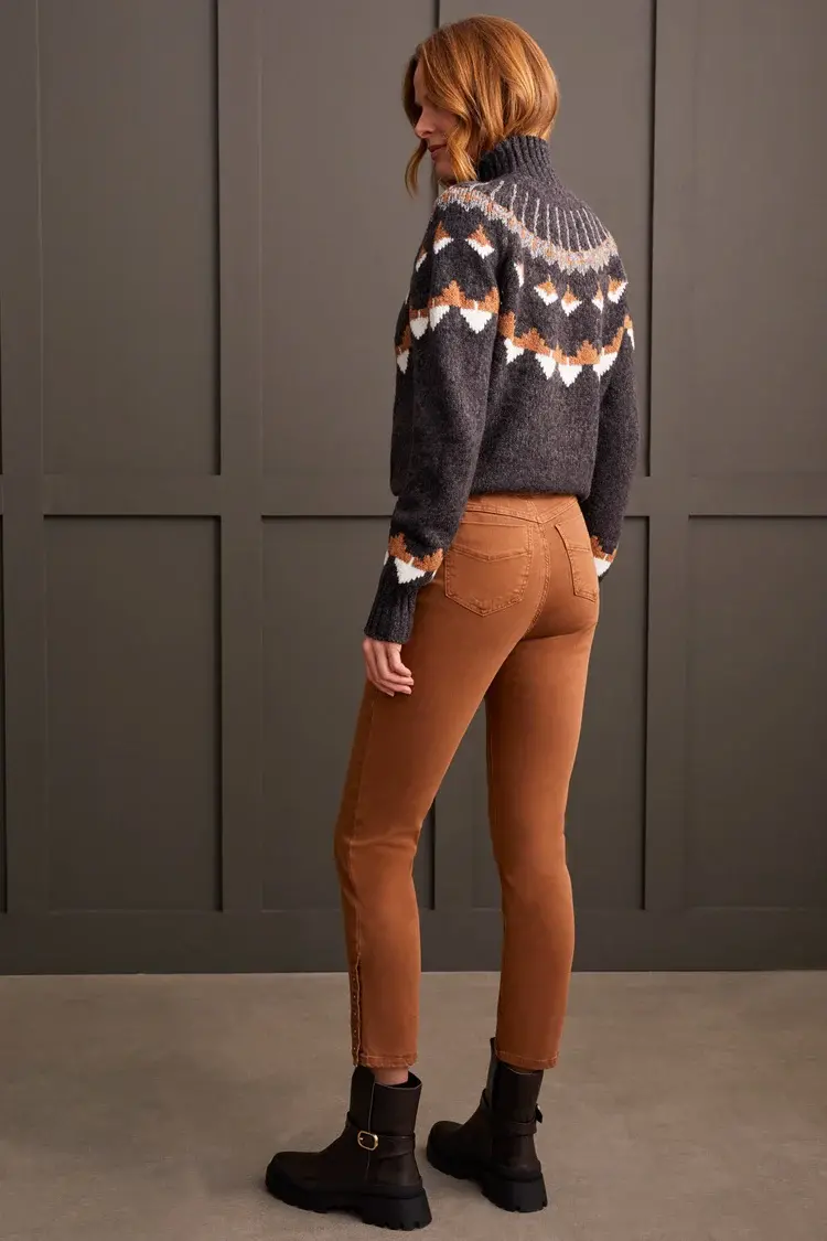 Tribal Tribal 1860O Pull On Ankle Pant w/ Hem Vent Detail