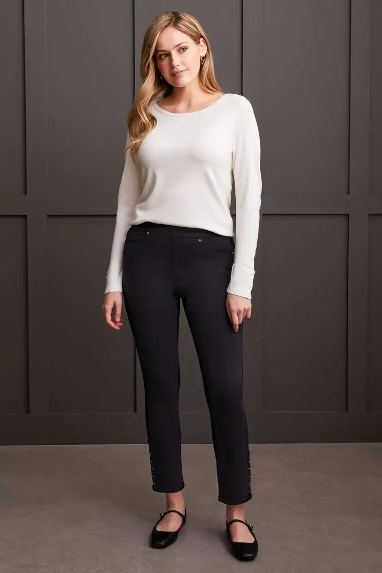 Tribal Tribal 1860O Pull On Ankle Pant w/ Hem Vent Detail