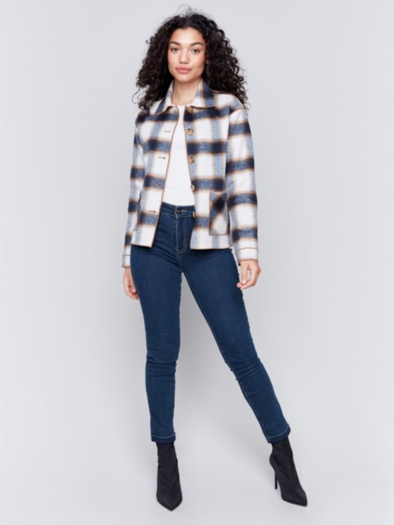Charlie B C6185X Plaid Reversible Short Jacket Main Street Clothing Company