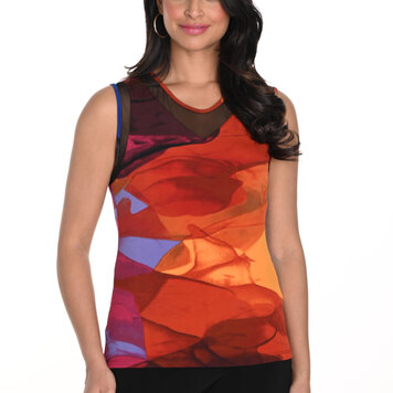 Frank Lyman Frank Lyman 243136 Sleeveless Top w/ Sheer Panels