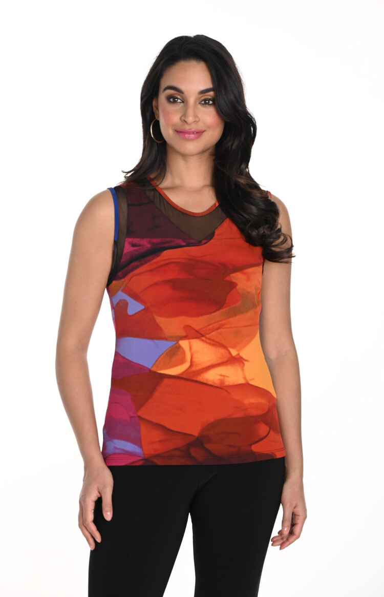 Frank Lyman Frank Lyman 243136 Sleeveless Top w/ Sheer Panels